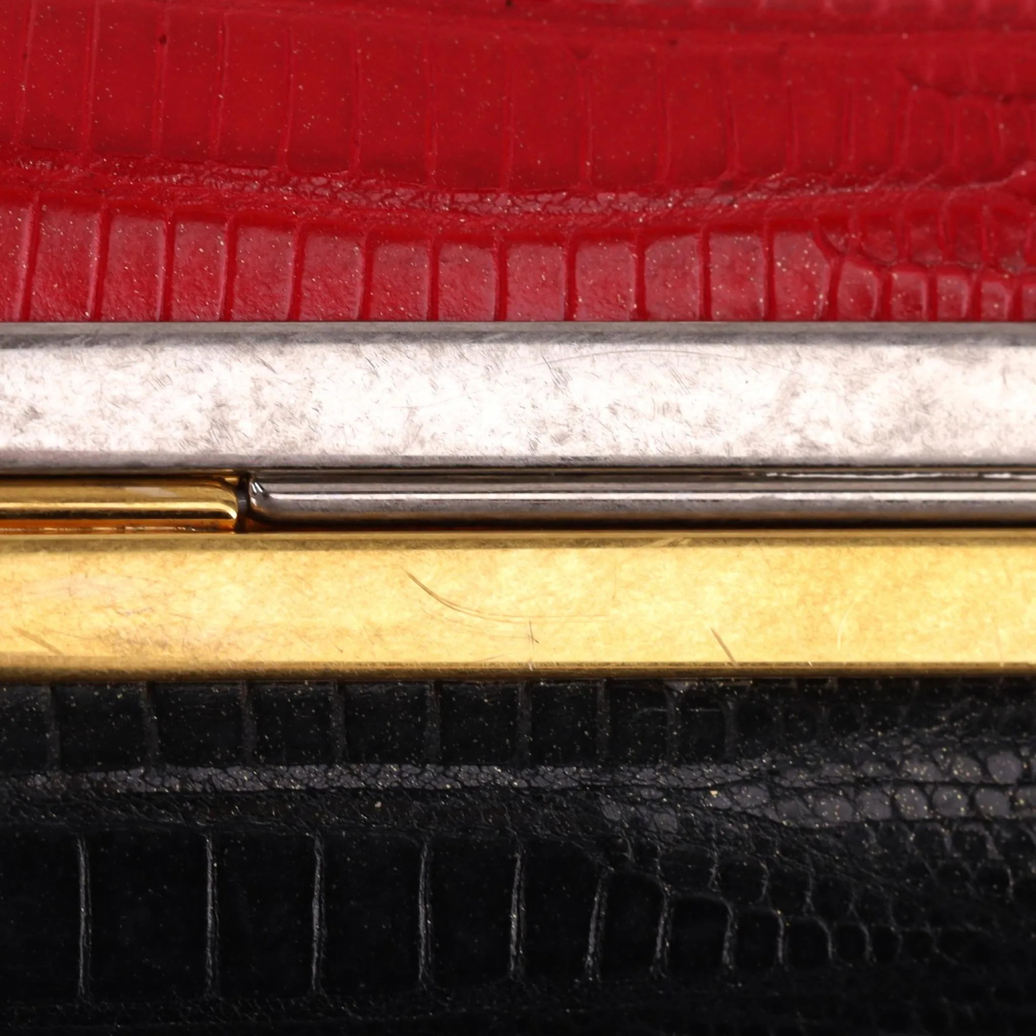 Alexander McQueen Bi Coloured Lizard Skin Clutch Bag With Swarovski Crystal Skulls