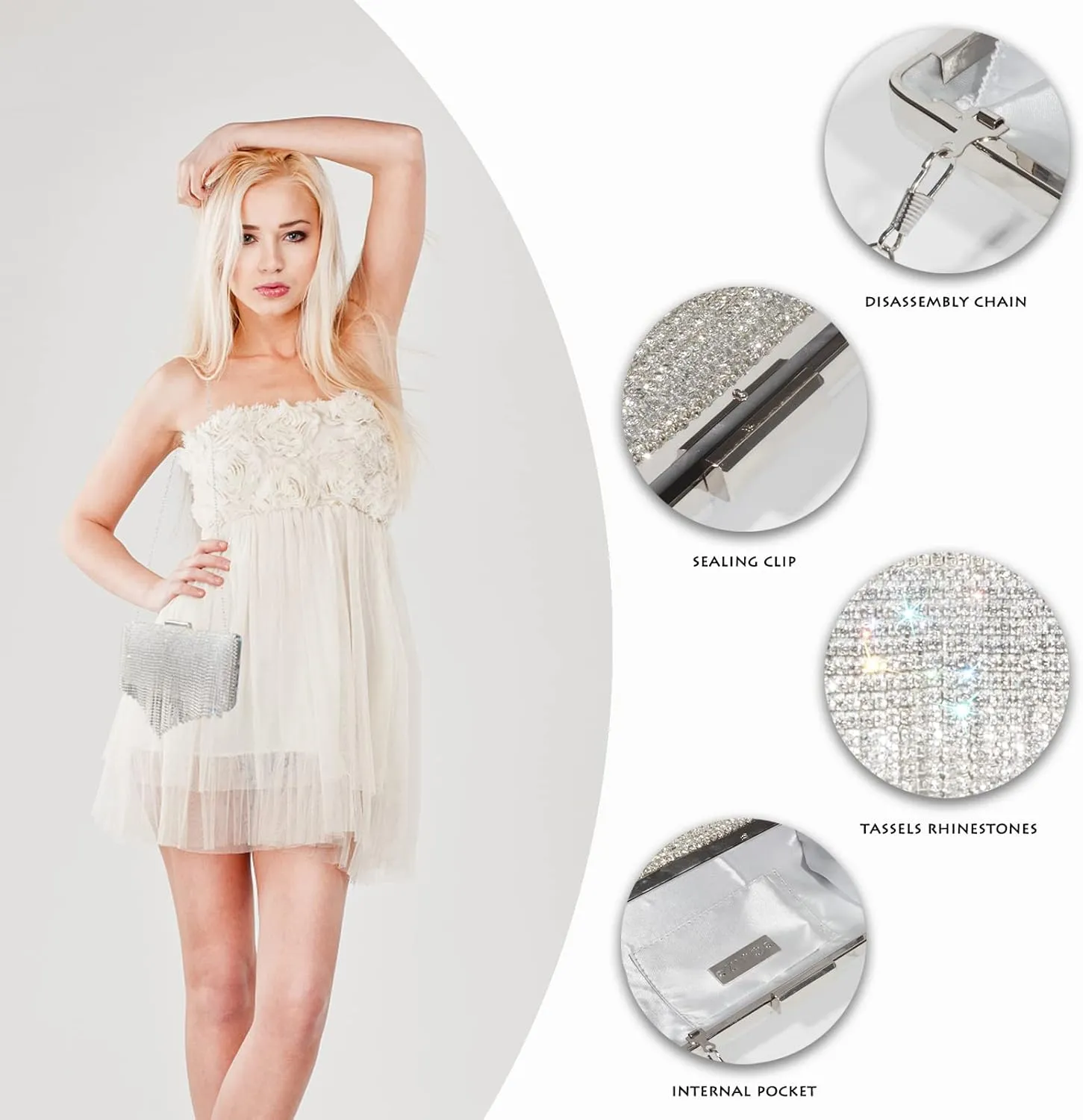 AOYUNHUI Clutch Purses for Women Wedding Cross Body Bag Purses for Women Wedding Prom Party Club