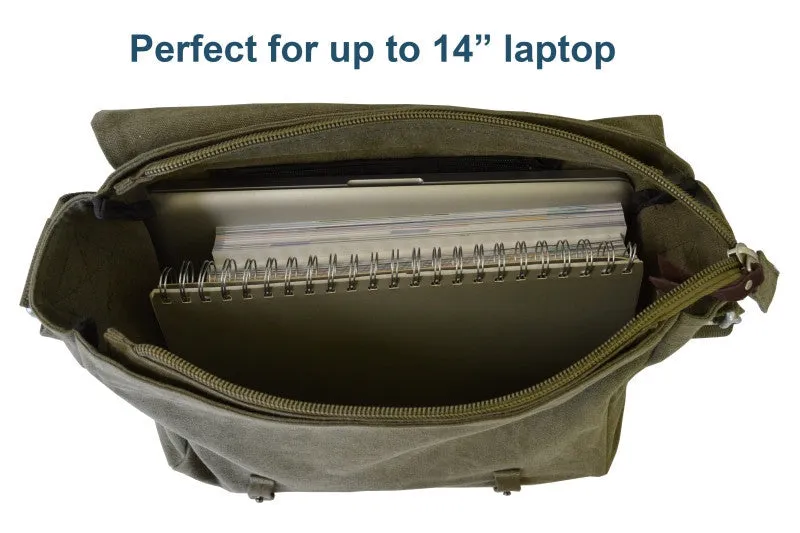 Army Green Courier Messenger Bag