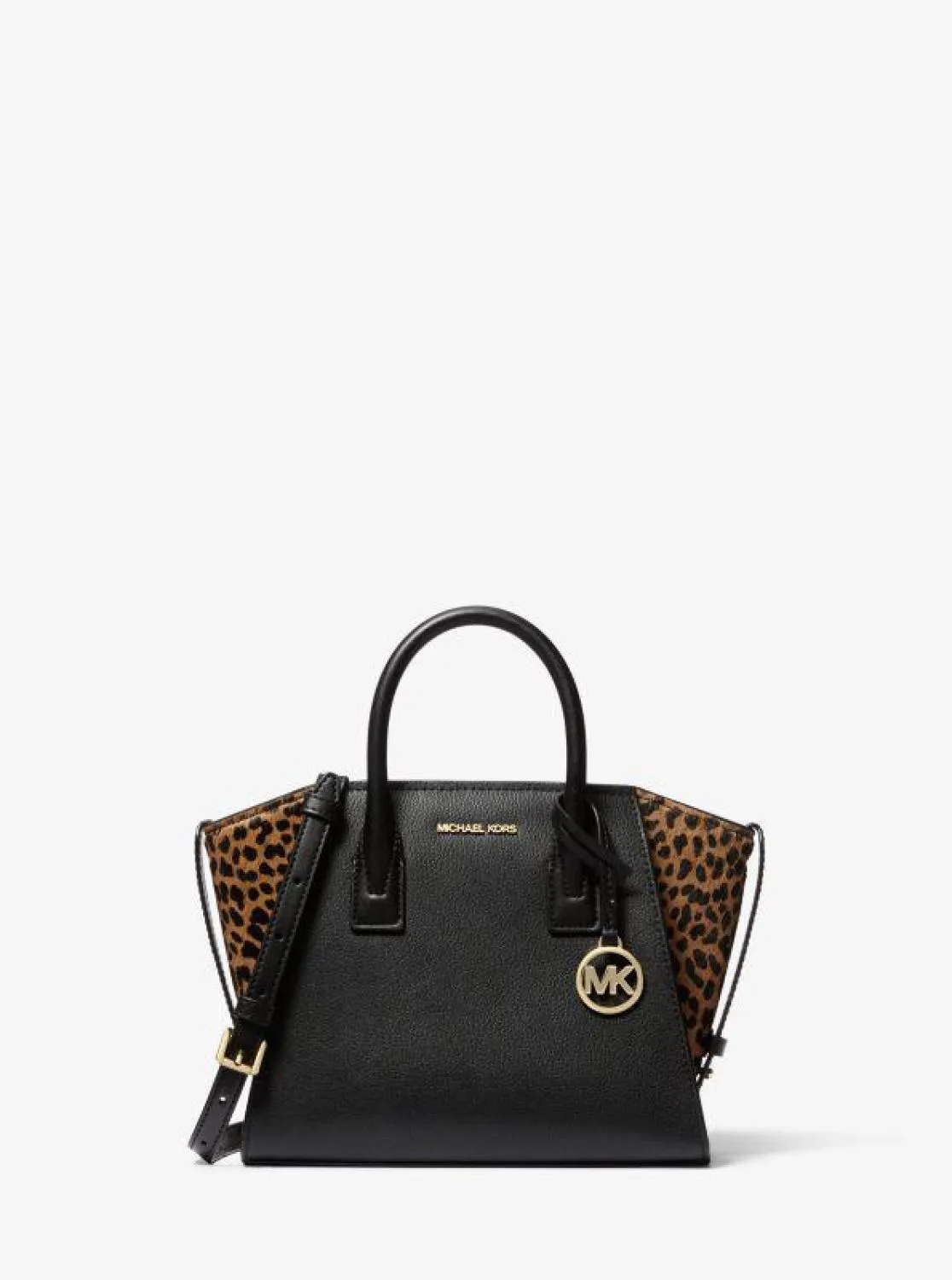 Avril Small Leather and Cheetah Print Calf Hair Satchel