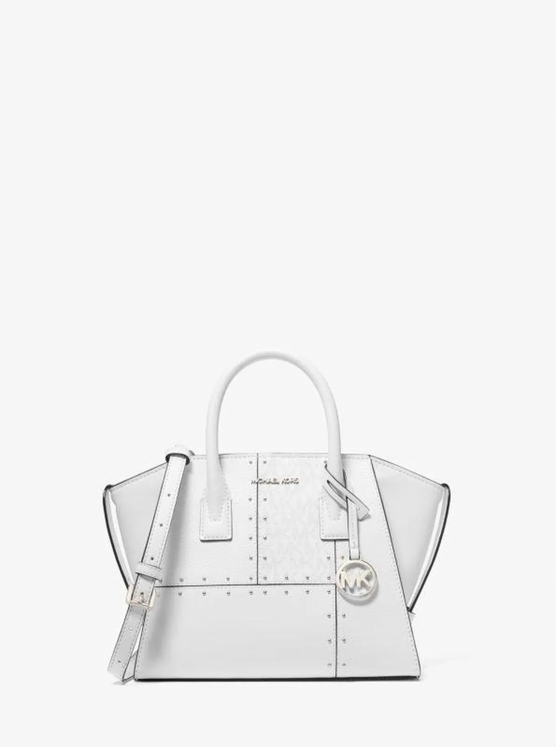 Avril Small Studded Patchwork and Signature Logo Satchel