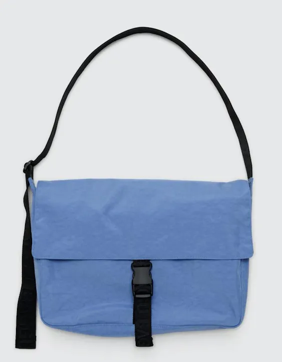 Baggu Pansy Blue Nylon Messenger Bag