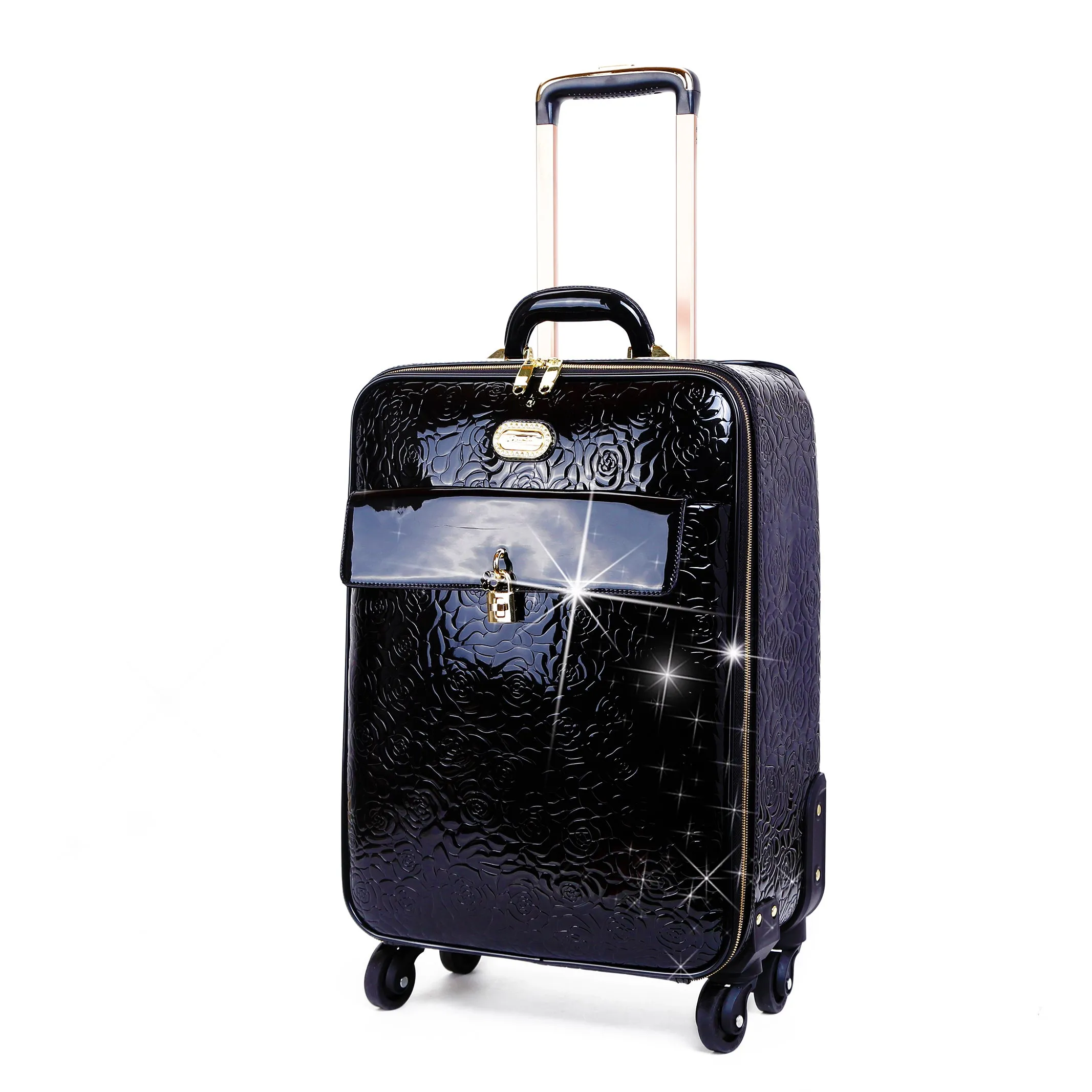 Brangio Embossed Floral Glossy Trolley Bag