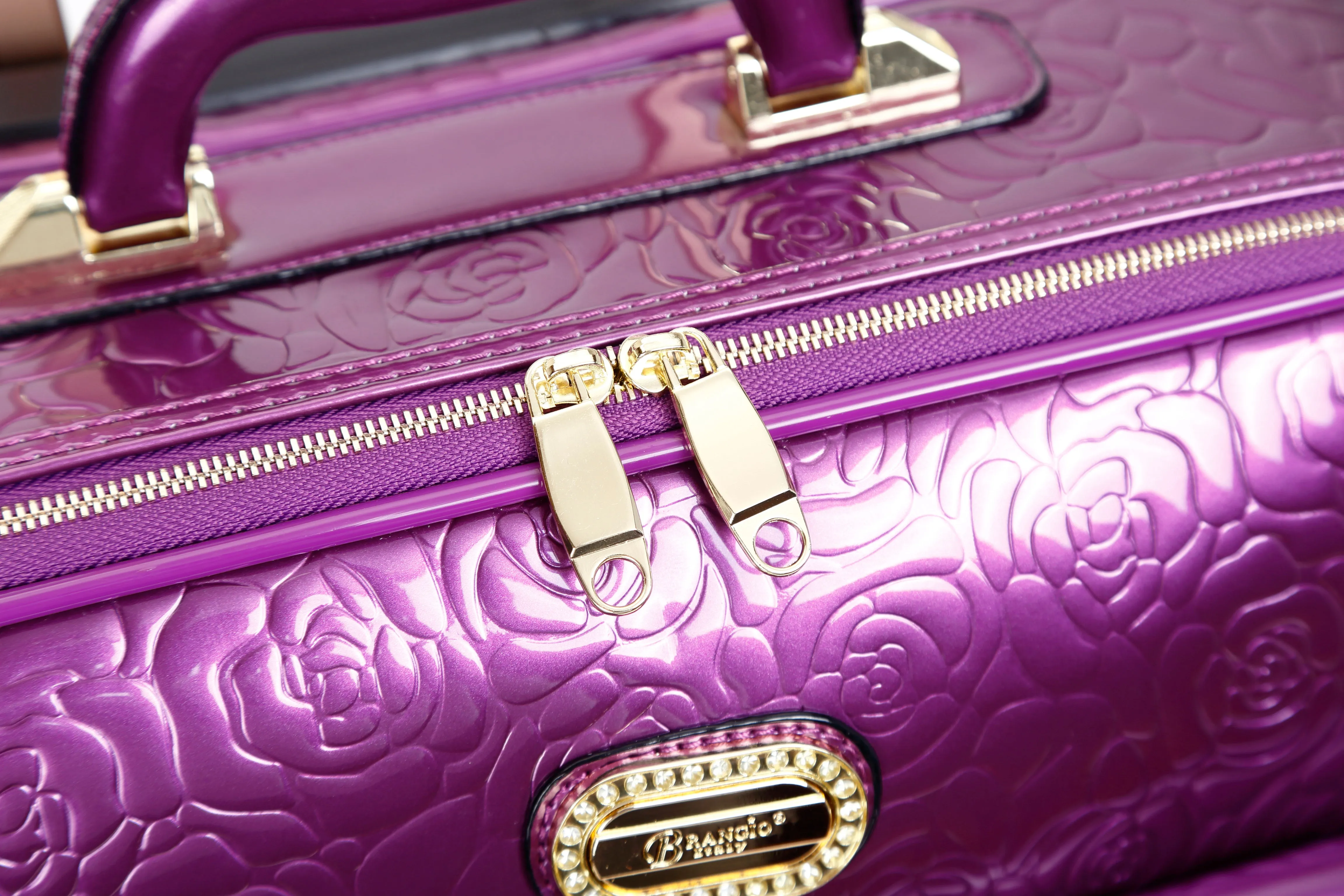 Brangio Embossed Floral Glossy Trolley Bag