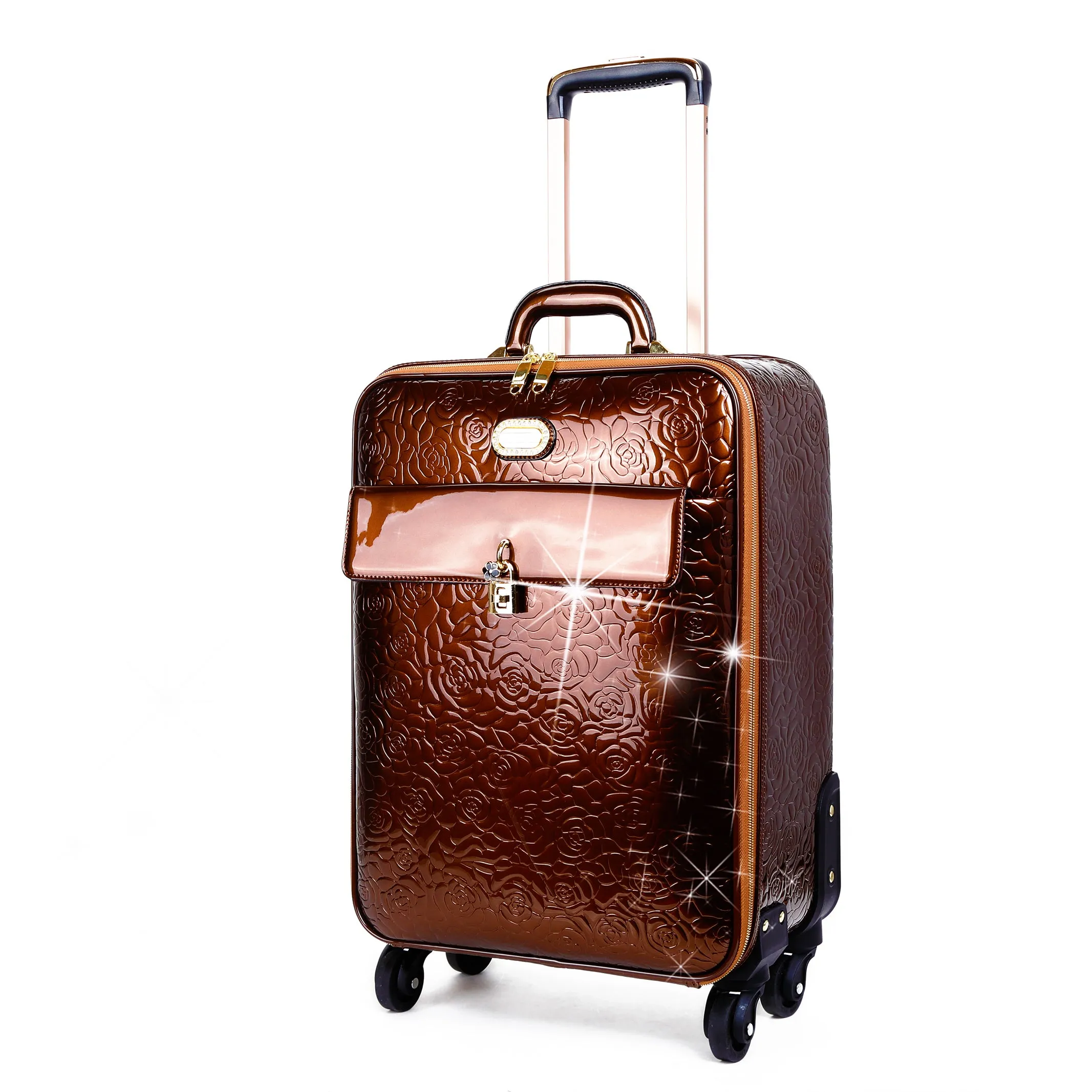 Brangio Embossed Floral Glossy Trolley Bag
