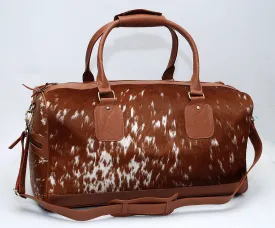 Brown White Cow Skin Weekender Bag