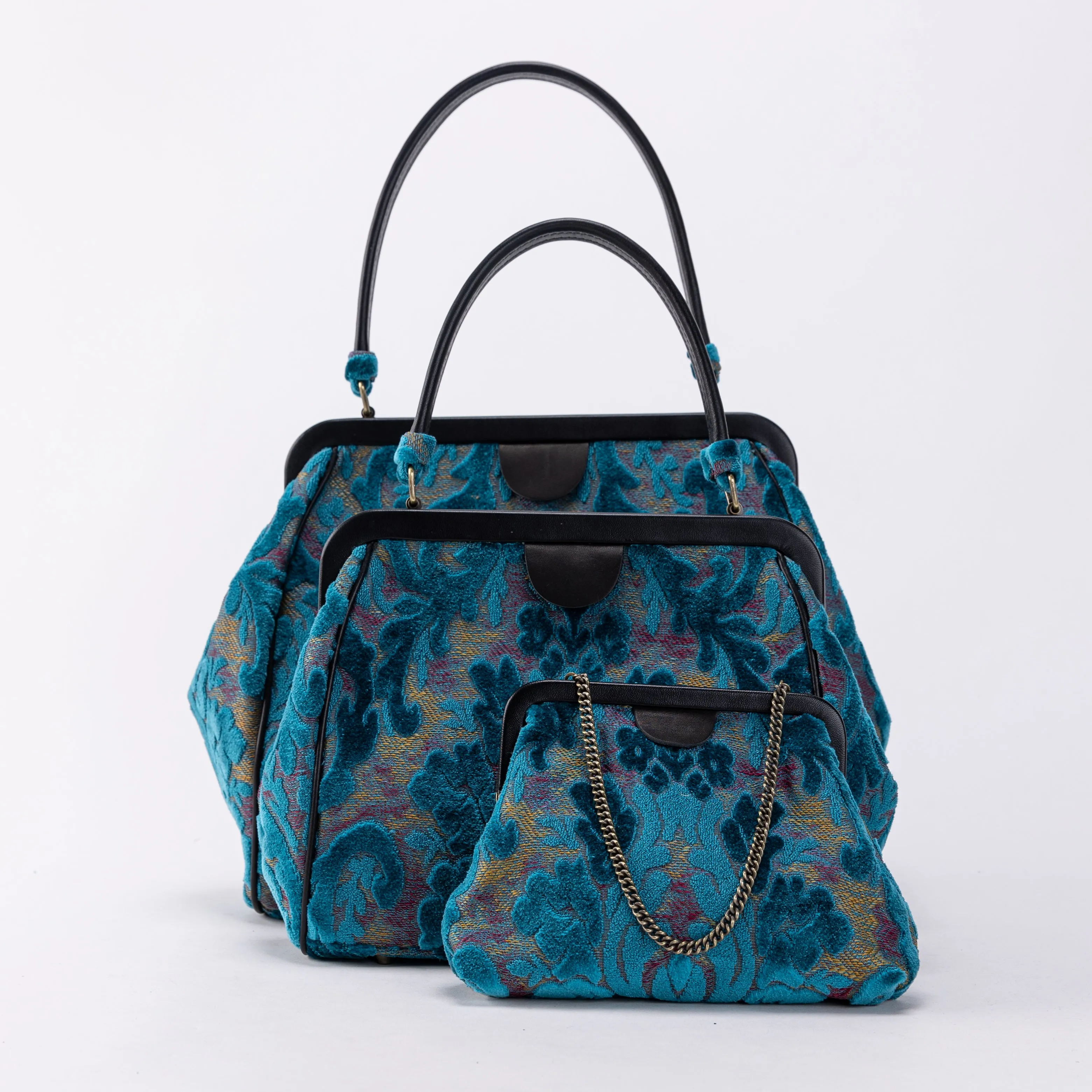 Burnout Velvet Aqua Blue Alma Satchel