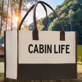 Cabin Life Cotton Canvas Chic Tote Bag Camping Tote Camping Lover Gift Tote Bag Outdoor Tote Weekender Tote Camper Tote Multipurpose Tote