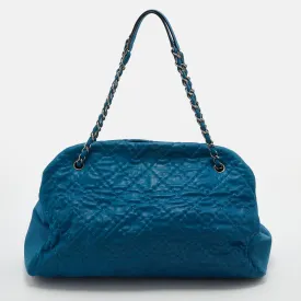CHANEL Teal Blue Quilted Leather Just Mademoiselle Bowler Bag