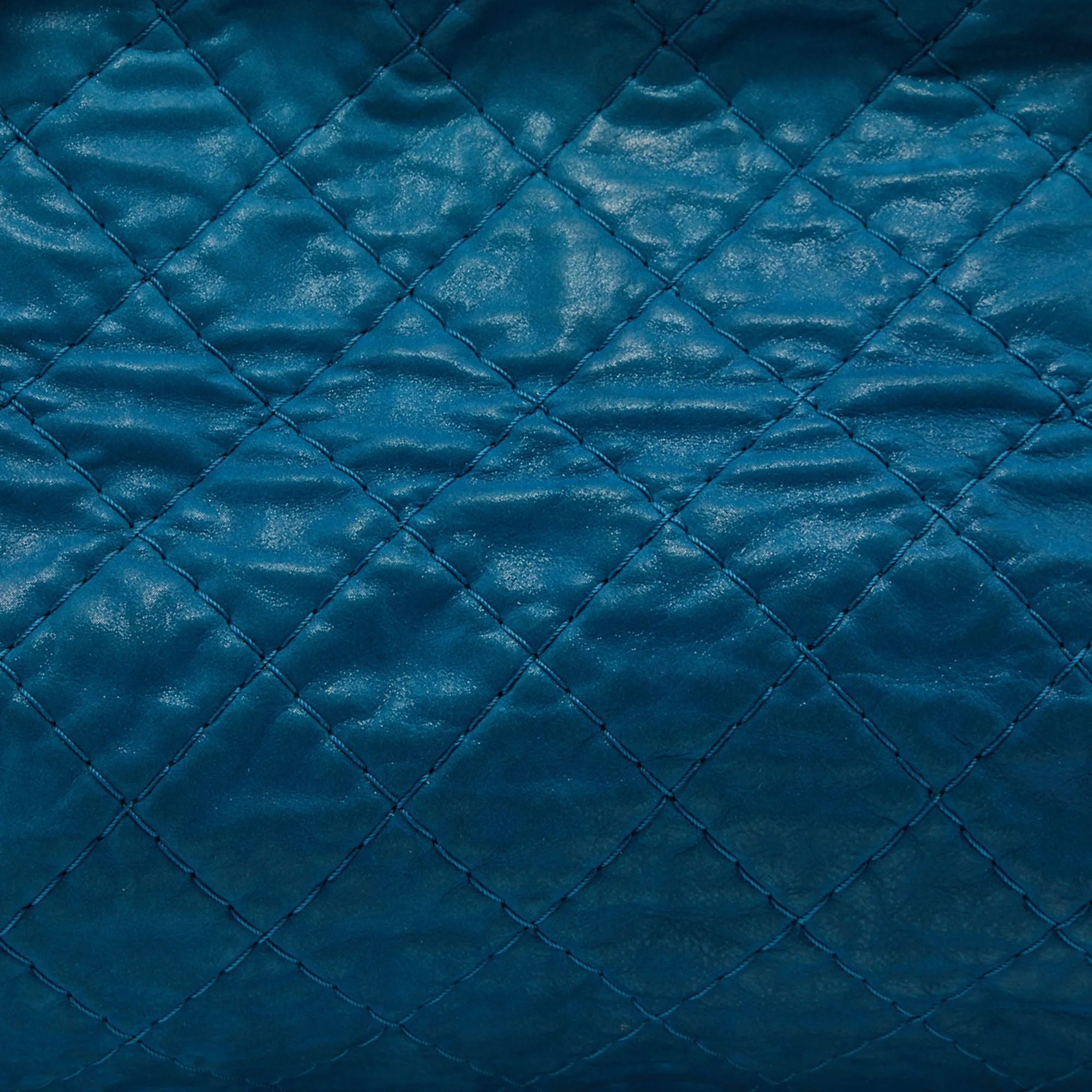 CHANEL Teal Blue Quilted Leather Just Mademoiselle Bowler Bag