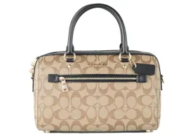 Coach Rowan Satchel Bag Medium Khaki/Black