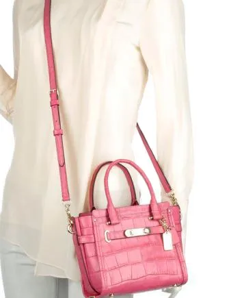 Coach Swagger 21 In Exotic Croc Embossed Leather