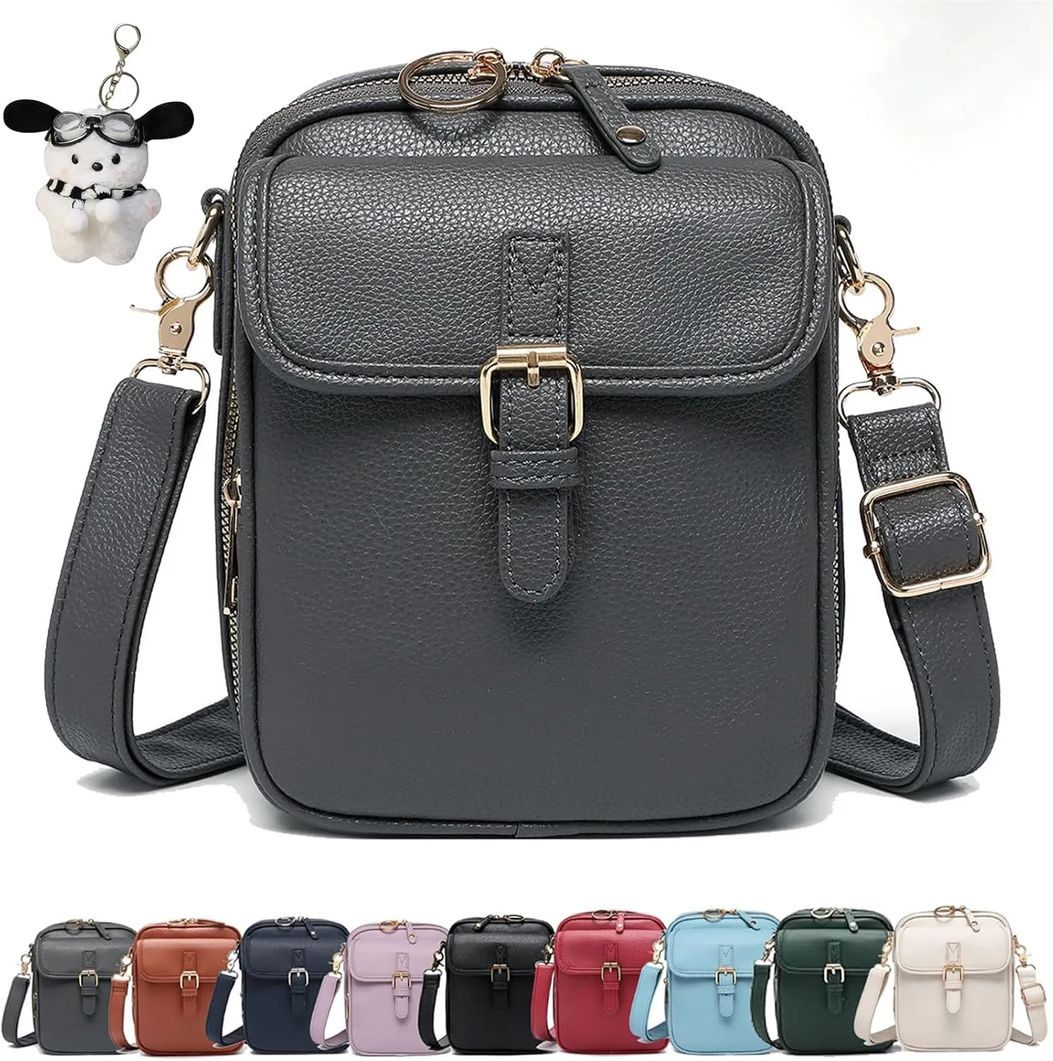 collaboraten1 Crossbody Leather Bag, Large Capacity with 10 Card Slots, Women's Anti-Theft Vintage Shoulder Messenger Bag