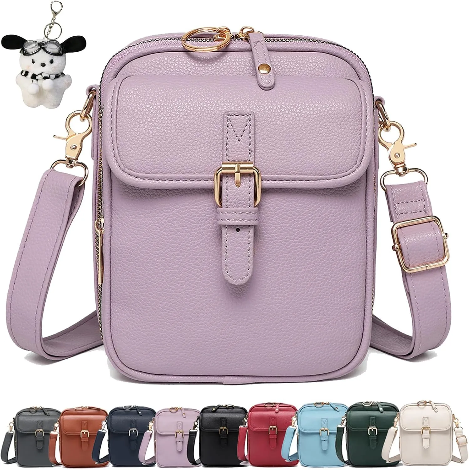 collaboraten1 Crossbody Leather Bag, Large Capacity with 10 Card Slots, Women's Anti-Theft Vintage Shoulder Messenger Bag
