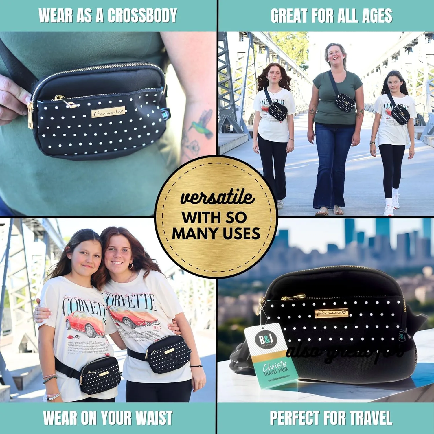Cute Trendy Crossbody Mini Belt Bag for Chaos Coordinator - Adjustable Strap Small Black Fanny Pack for Workout Running Traveling Hiking