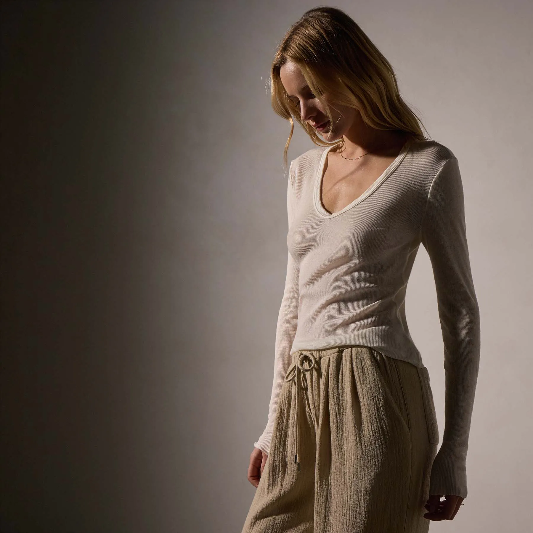 Deep V Tee - Ivory