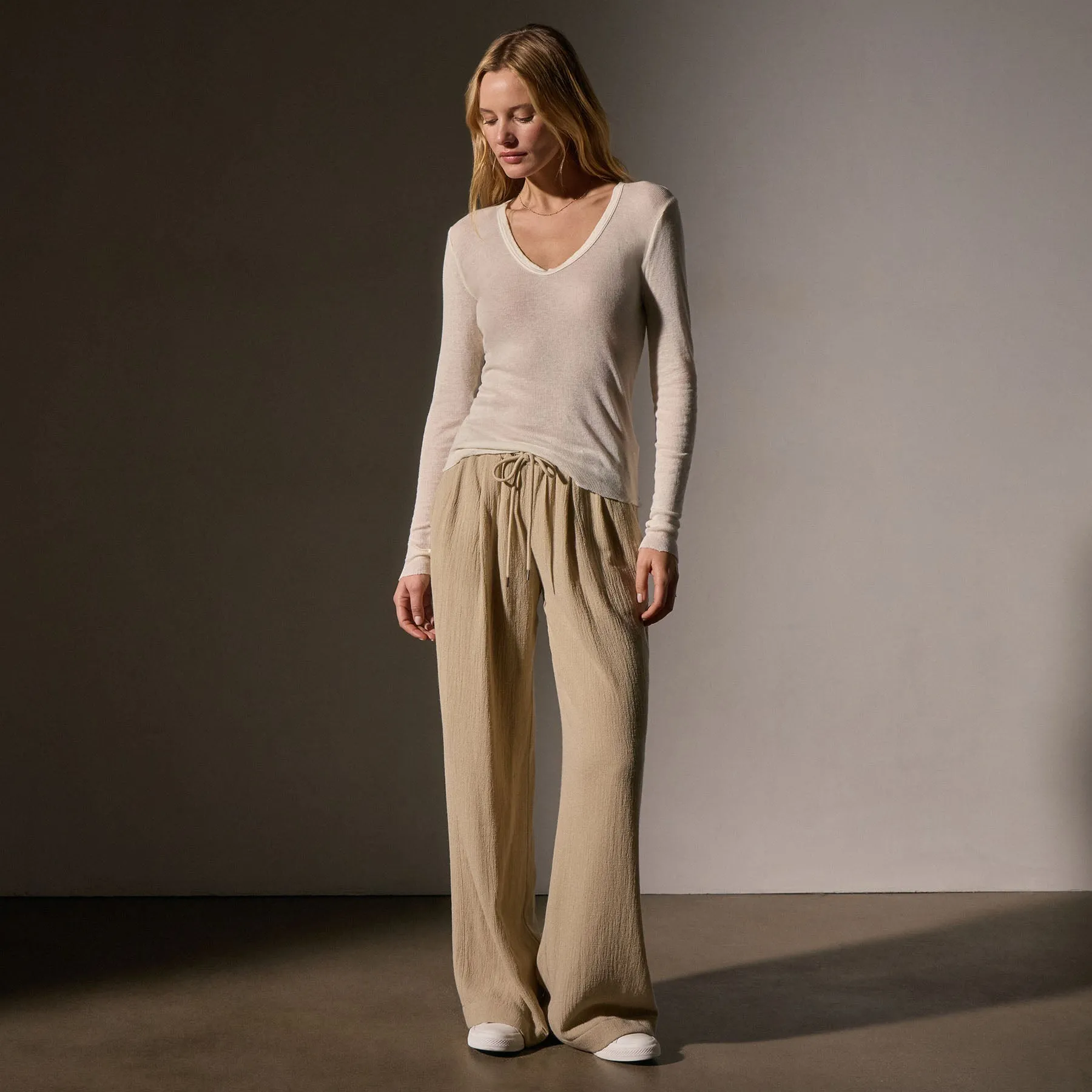 Deep V Tee - Ivory
