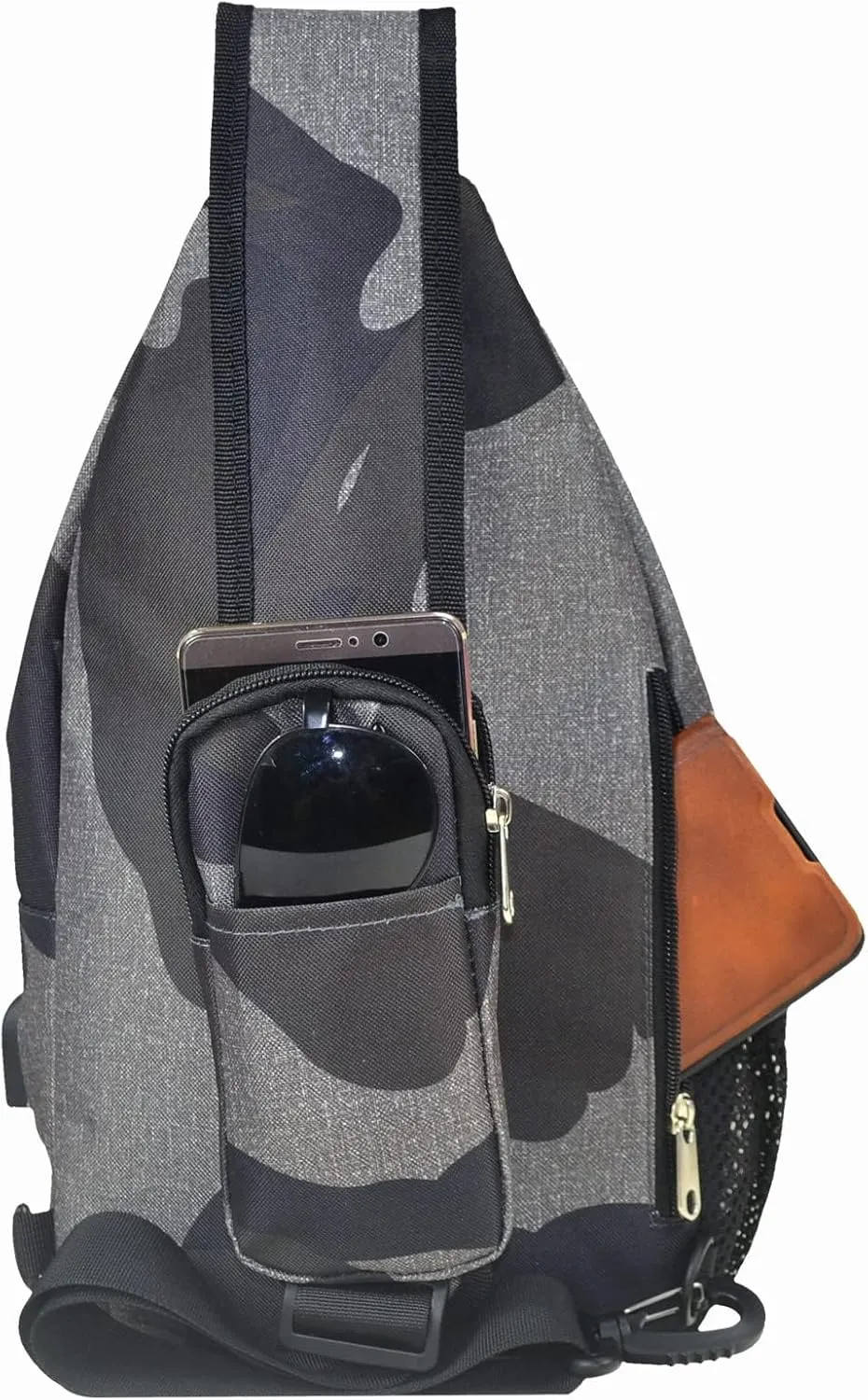 d'yallee 15.4" Sling Bag for Men Crossbody Shoulder Chest Bags Nylon for Travel Gym Sport Hiking with USB Charger Port 