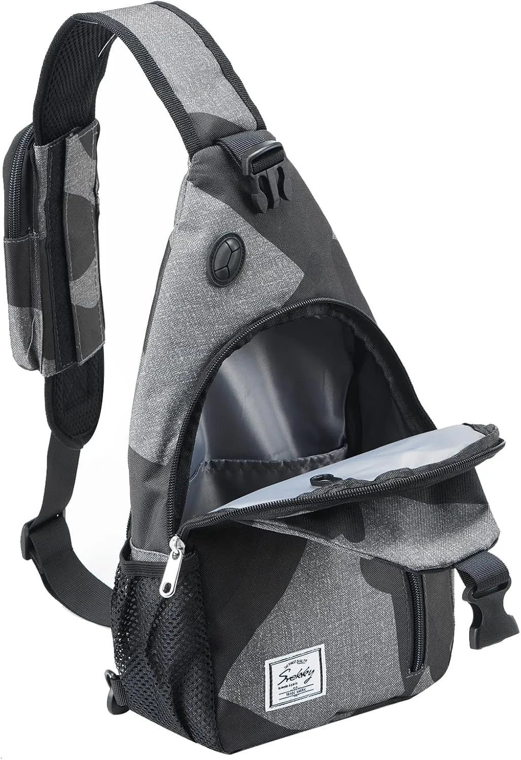 d'yallee 15.4" Sling Bag for Men Crossbody Shoulder Chest Bags Nylon for Travel Gym Sport Hiking with USB Charger Port 