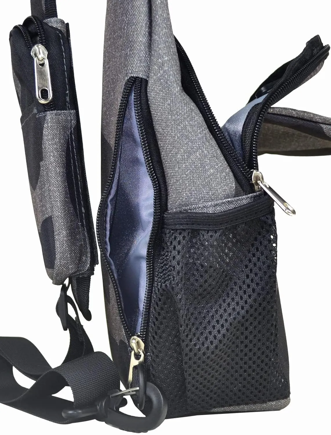 d'yallee 15.4" Sling Bag for Men Crossbody Shoulder Chest Bags Nylon for Travel Gym Sport Hiking with USB Charger Port 