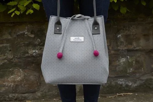 Earth Squared - Slouch Tote Bag - Handbag - Grey Printed Canvas - 40x28x16cm
