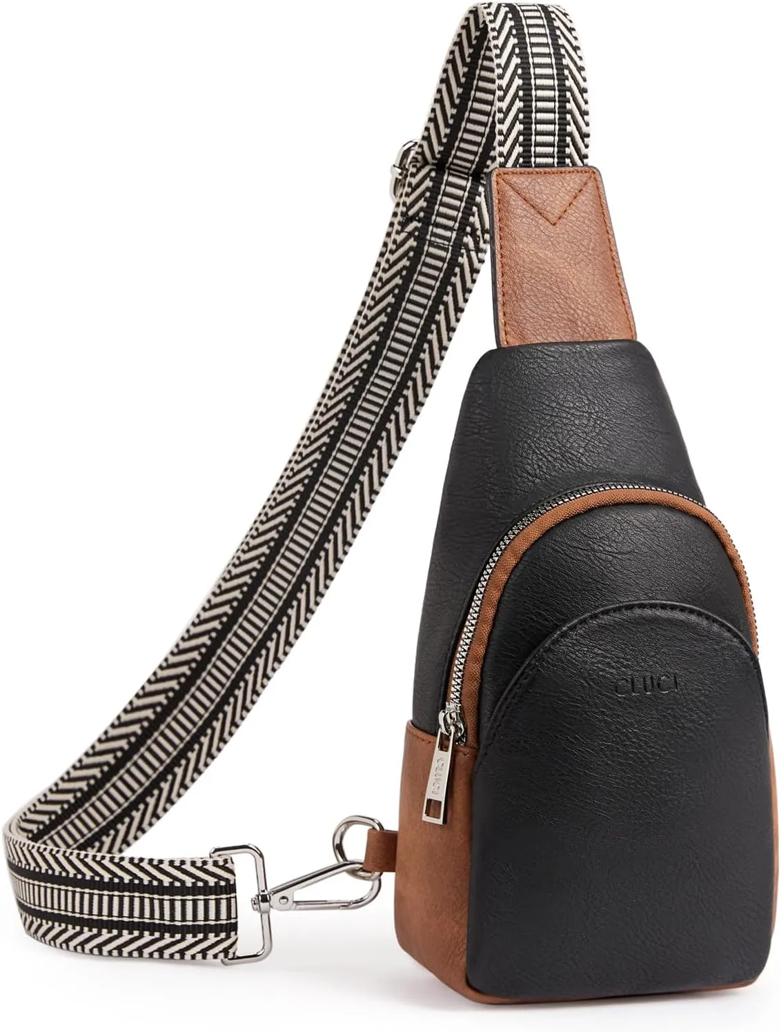 Faux Leather Black Crossbody Travel Sling Bag