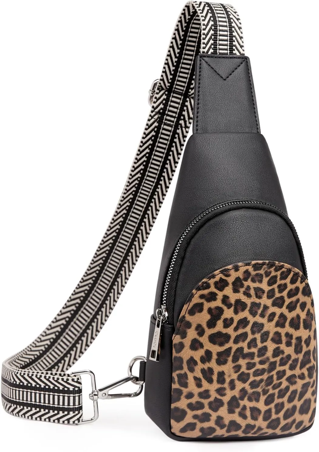 Faux Leather Black Crossbody Travel Sling Bag