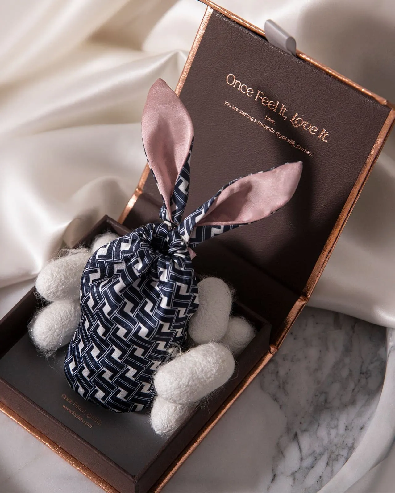 FEELITS 100% Royal Mulberry Silk. A/W limited edt-Royal Sustainable Silk  Bunny Pouch