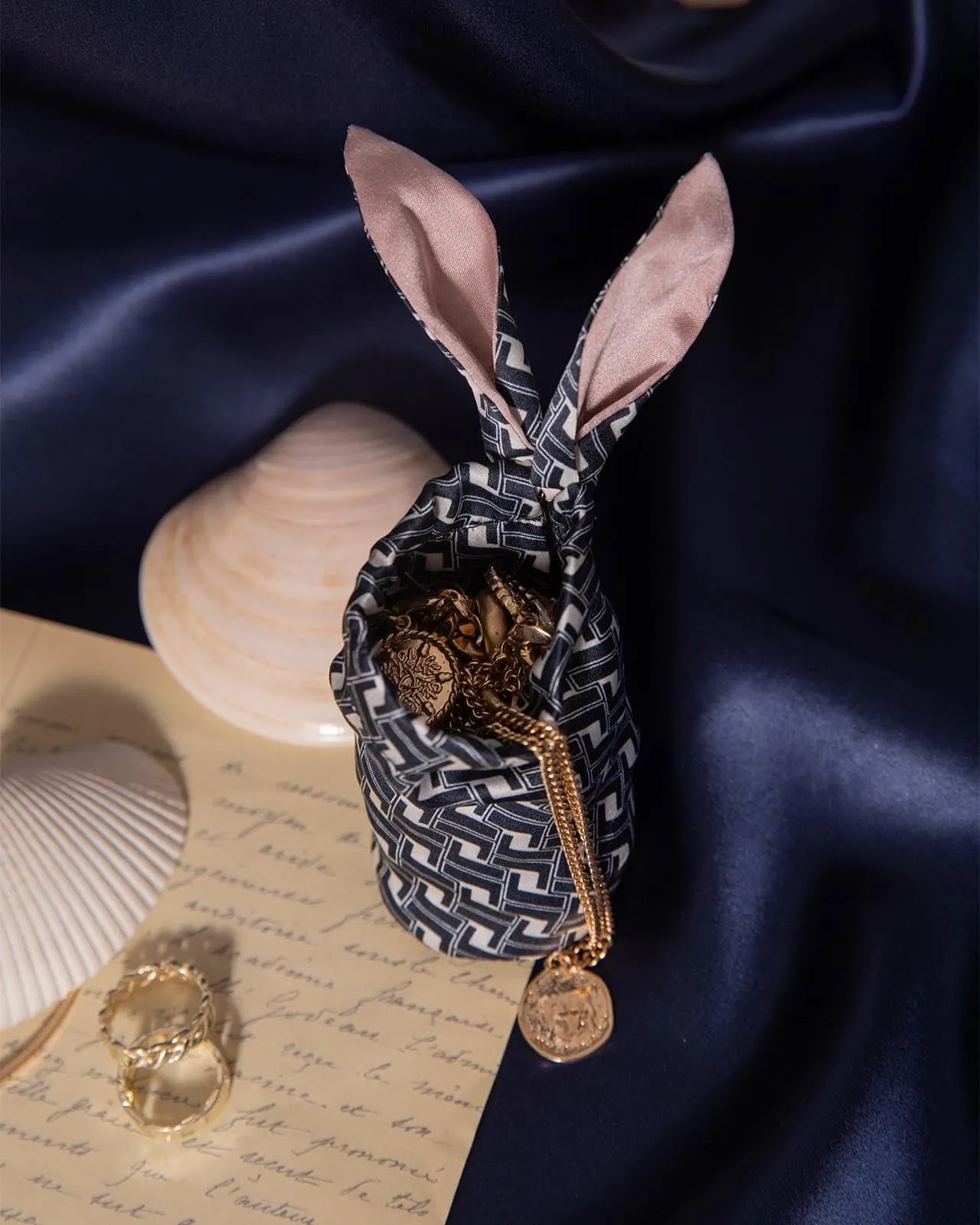 FEELITS 100% Royal Mulberry Silk. A/W limited edt-Royal Sustainable Silk  Bunny Pouch