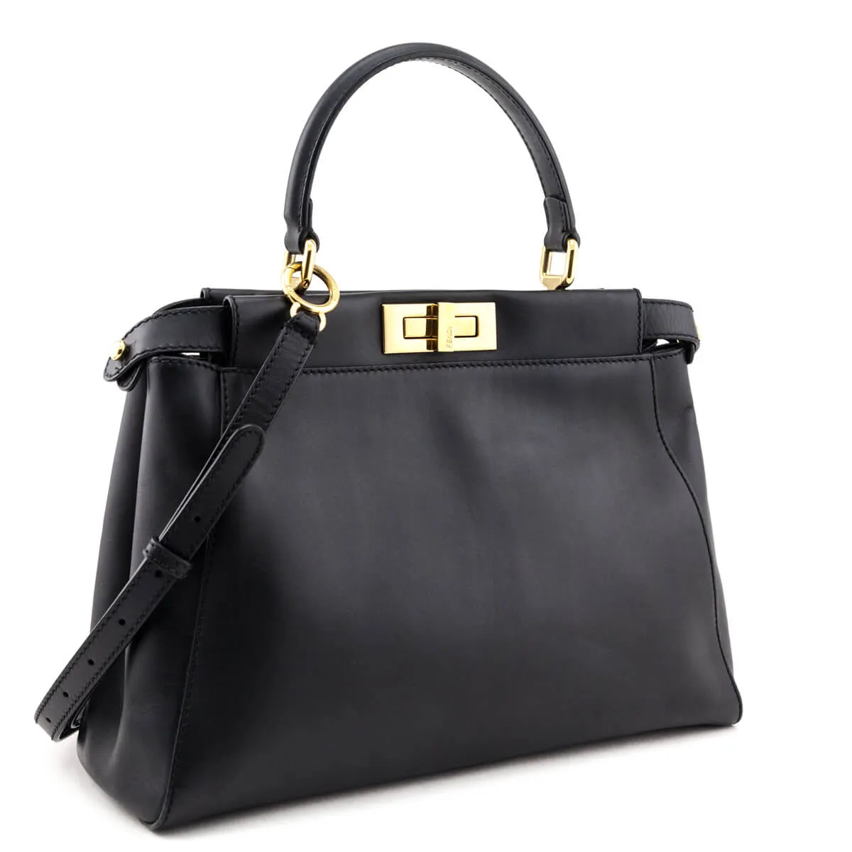 Fendi Black Nappa Medium Peekaboo Iconic Satchel