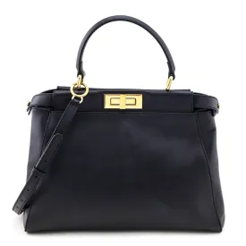 Fendi Black Nappa Medium Peekaboo Iconic Satchel