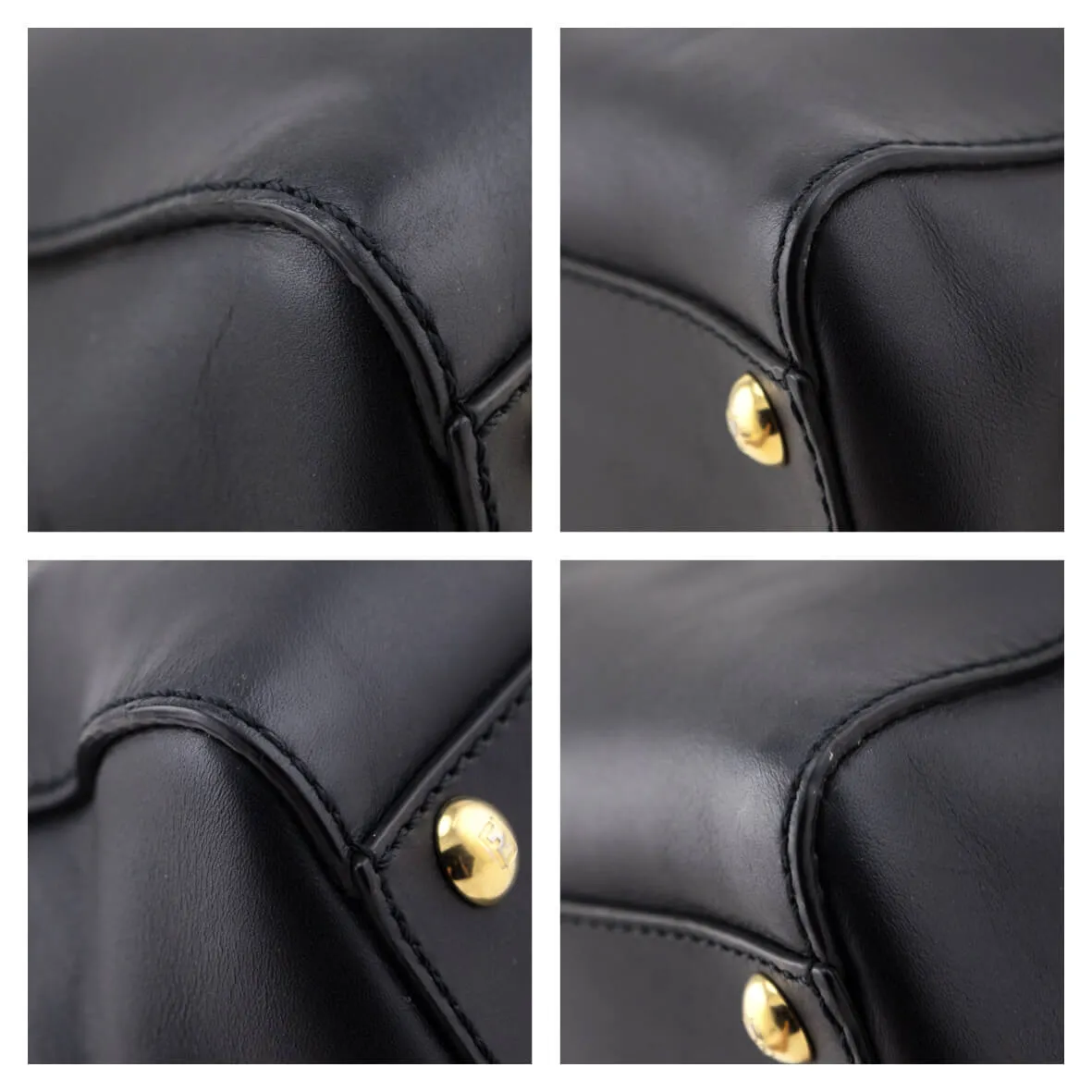Fendi Black Nappa Medium Peekaboo Iconic Satchel