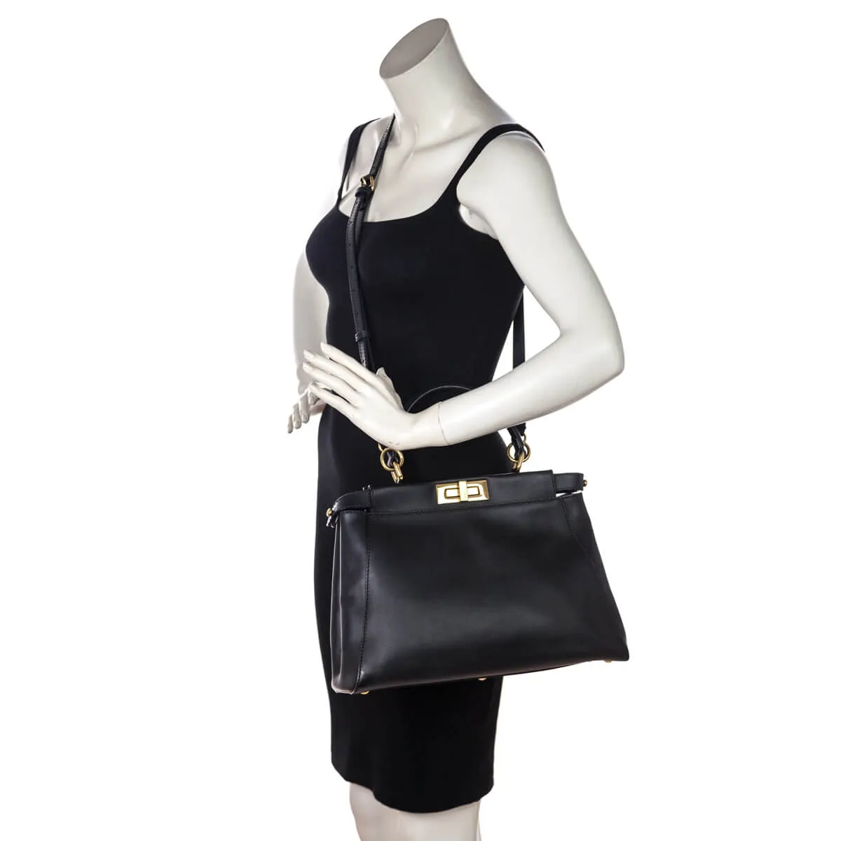 Fendi Black Nappa Medium Peekaboo Iconic Satchel