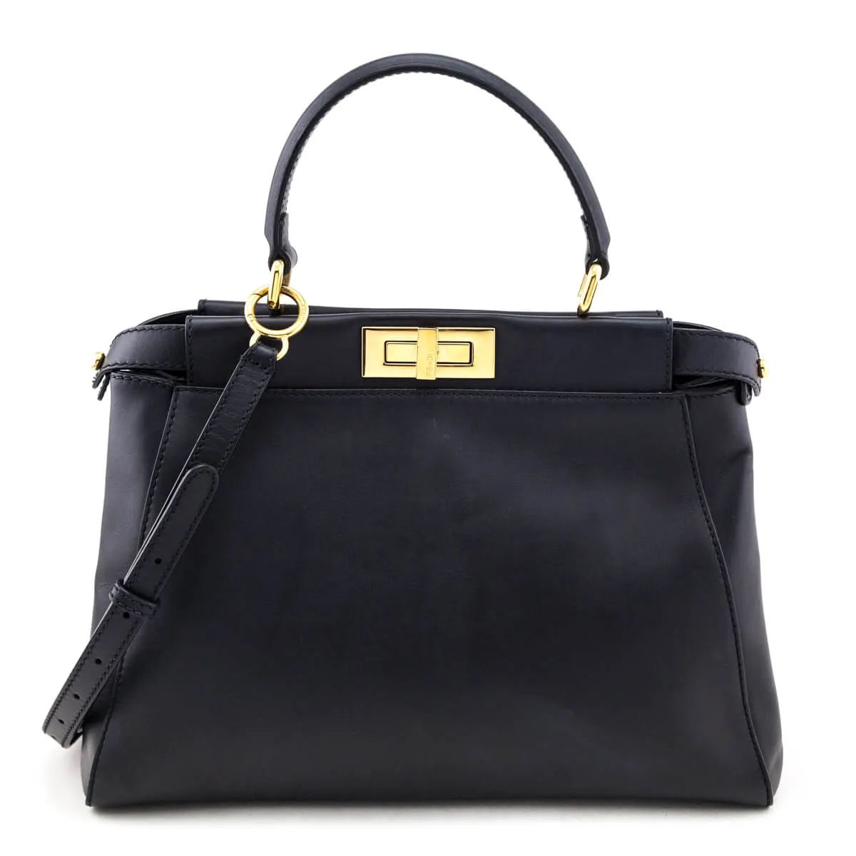 Fendi Black Nappa Medium Peekaboo Iconic Satchel