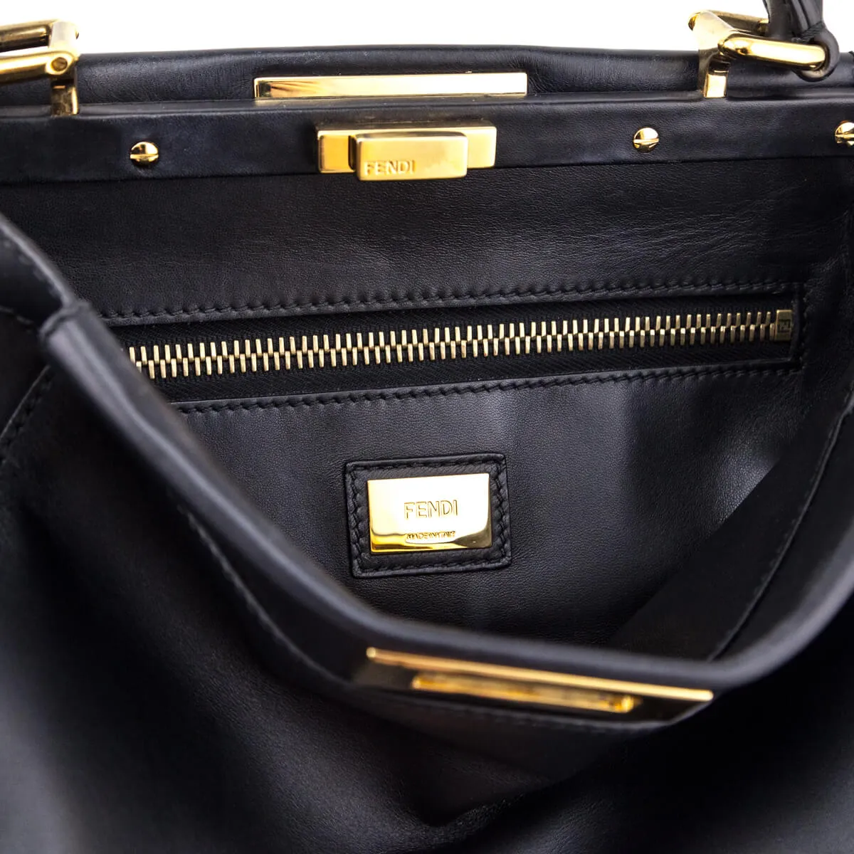 Fendi Black Nappa Medium Peekaboo Iconic Satchel