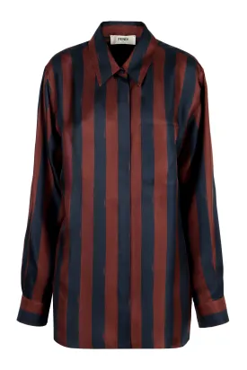 FENDI Striped Silk Shirt with Front Pocket