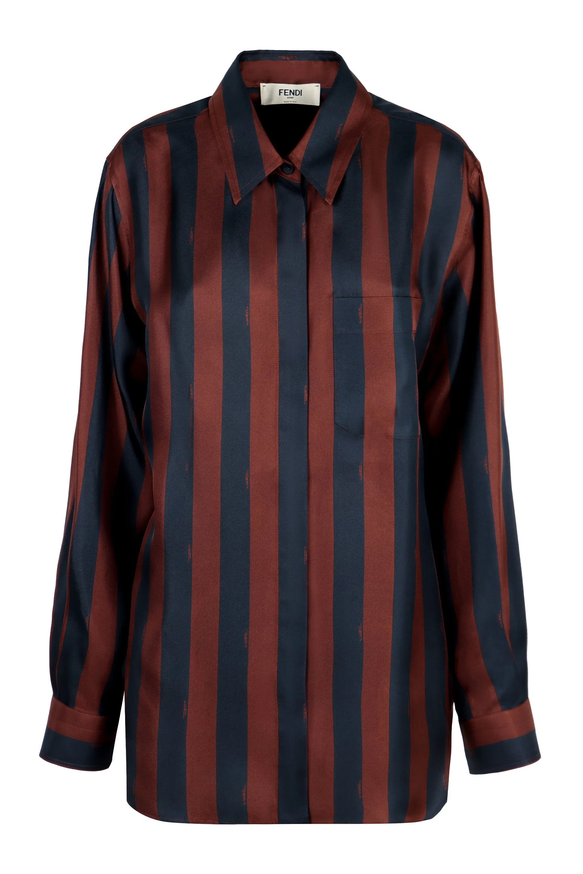 FENDI Striped Silk Shirt with Front Pocket