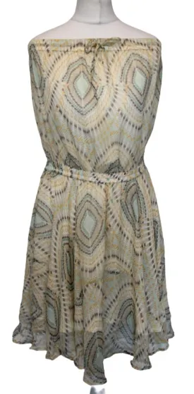 FRENCH CONNECTION Ladies Pale Yellow Multi Off Shoulder Printed Silk Dress UK4