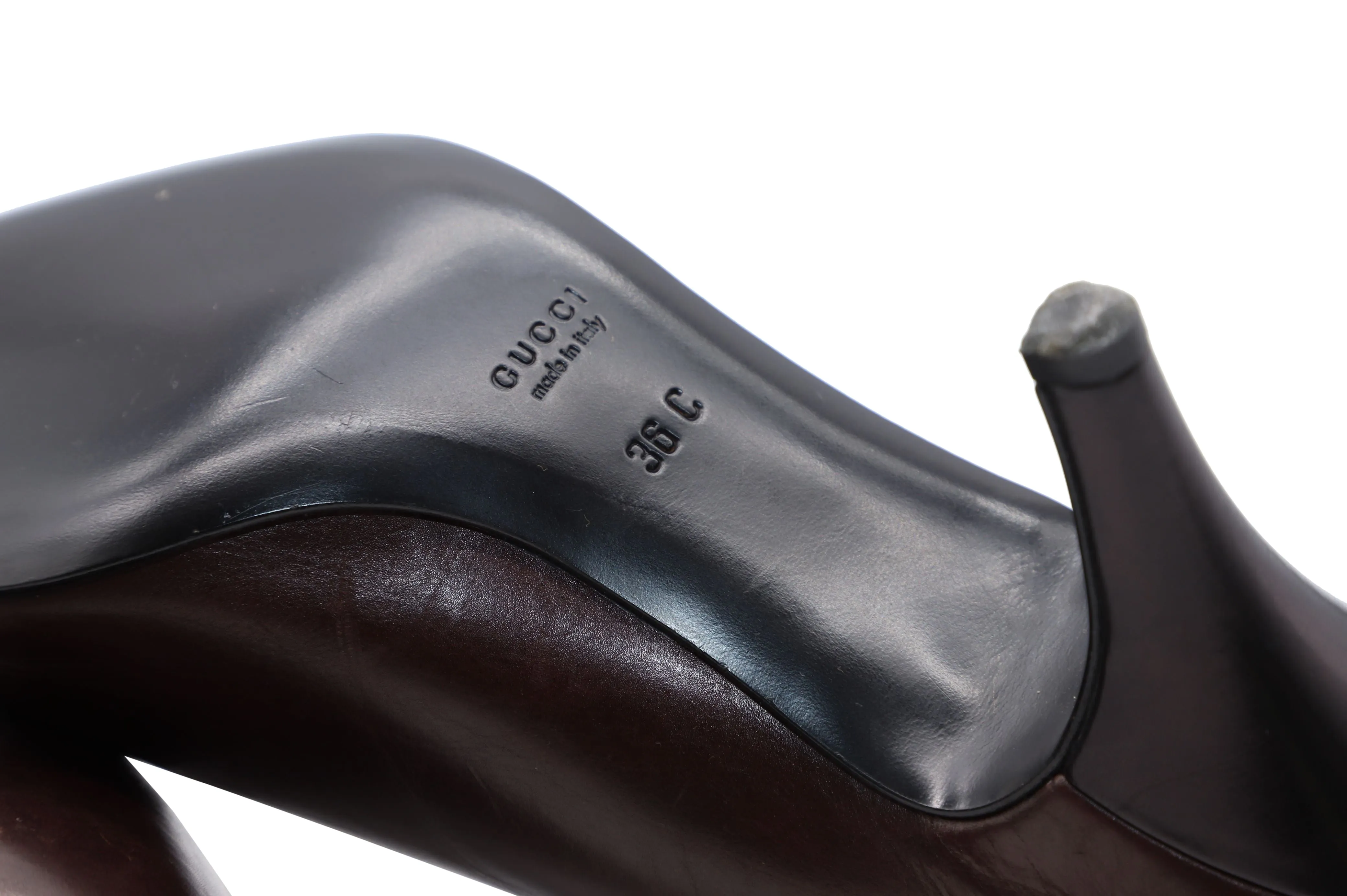 Gucci 75mm Pumps in Brown Leather