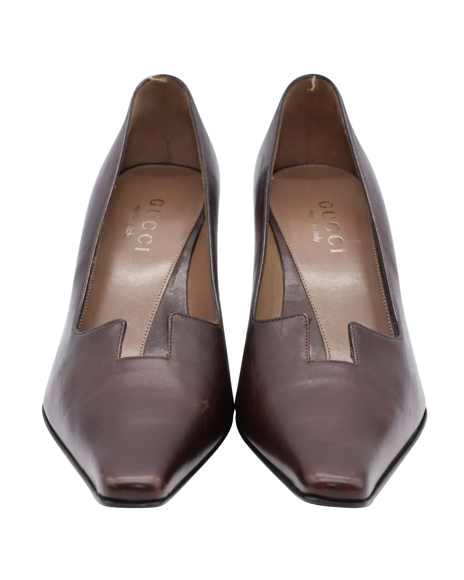 Gucci 75mm Pumps in Brown Leather