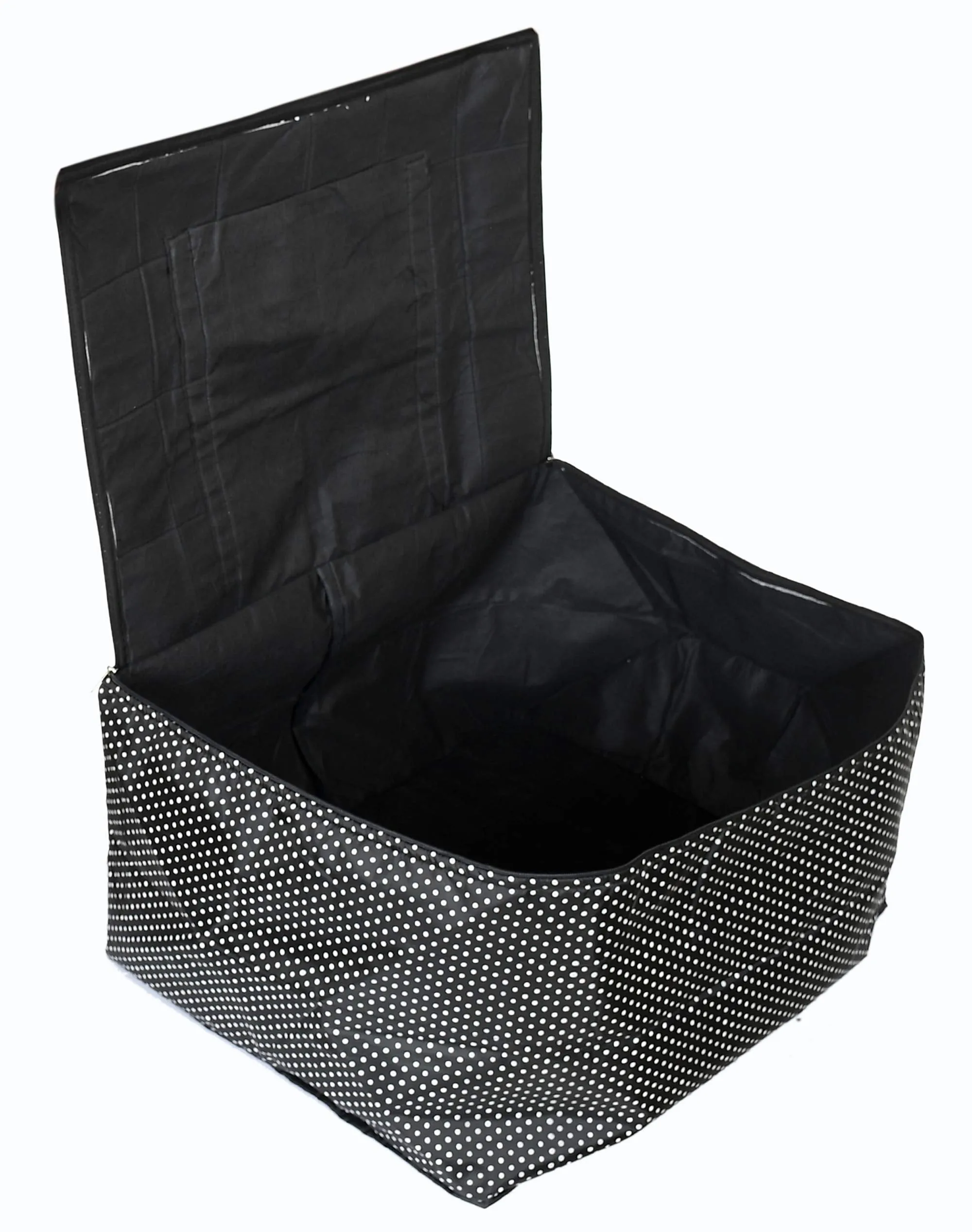 Heart Home Dot Printed Large Size Foldable Travel Duffle Bag, Underbed Storage Bag, Wardrobe organizer, Cloth Bag, Weekender Bag, Overnight Bag, Carry On Bag, Luggage Bag (Black)
