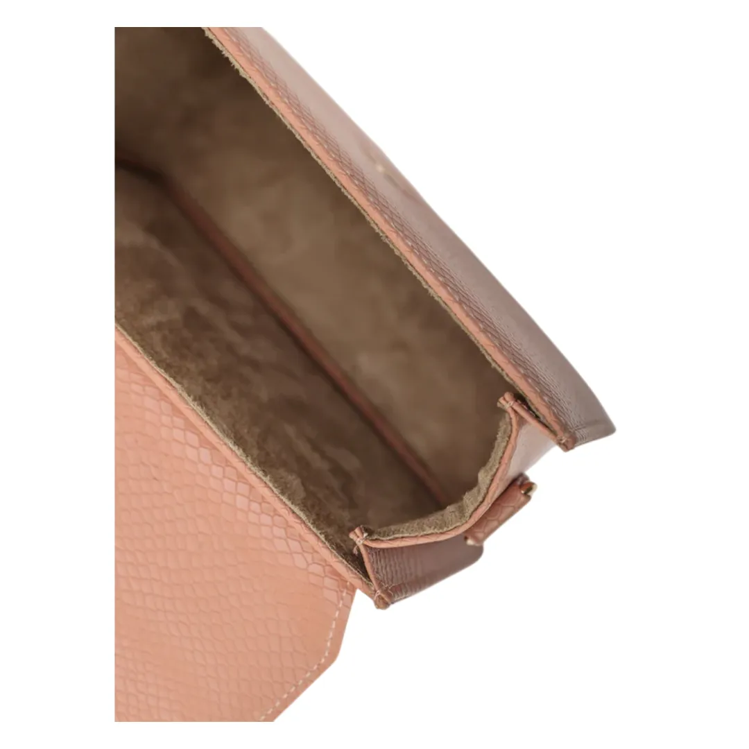 Jinglz Elegant Light Pink Leather Structured Clutch