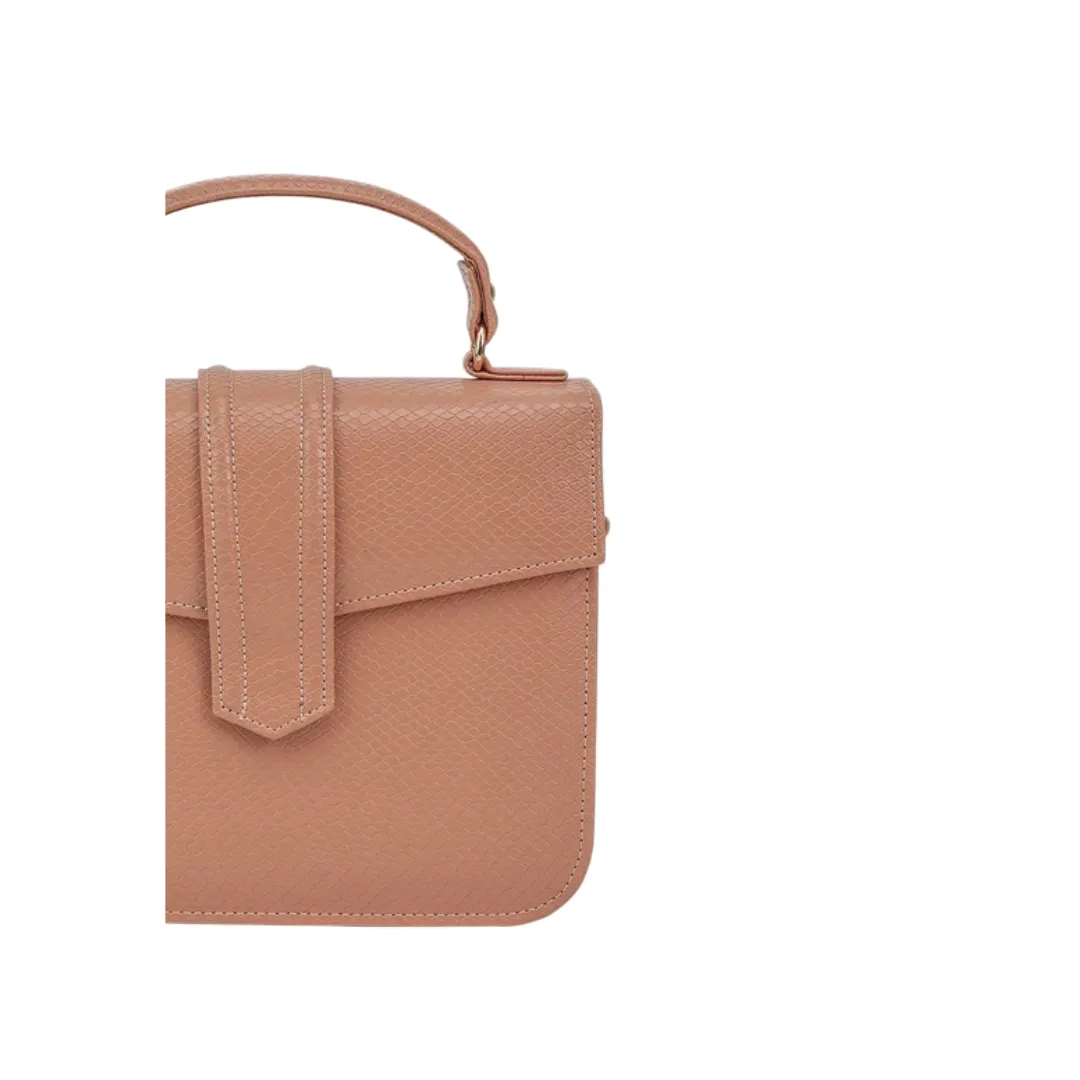 Jinglz Elegant Light Pink Leather Structured Clutch