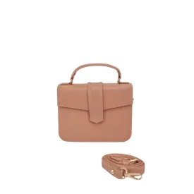 Jinglz Elegant Light Pink Leather Structured Clutch