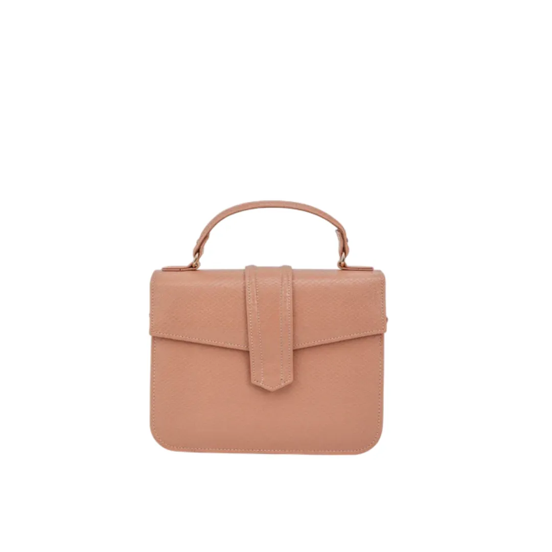Jinglz Elegant Light Pink Leather Structured Clutch