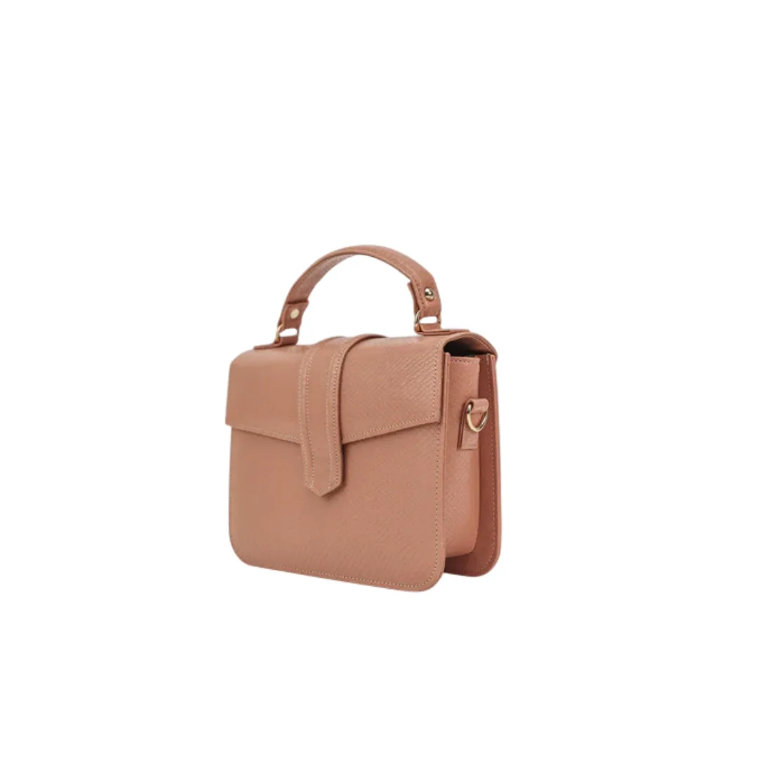Jinglz Elegant Light Pink Leather Structured Clutch