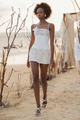 Lanni A-line Spaghetti Strap Silk Lace Mini Dress
