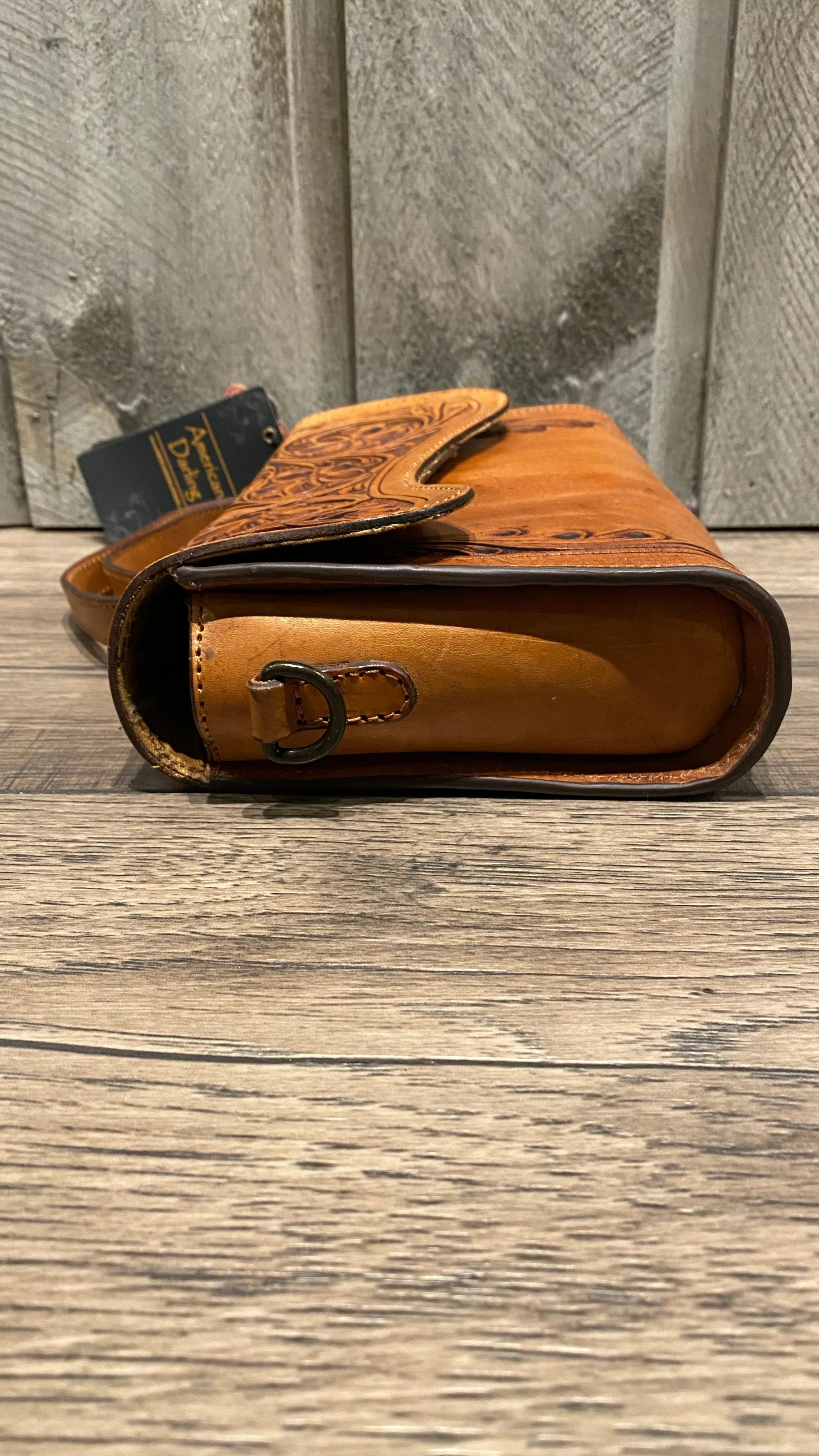 Leather Tooled Handbag Honey Brown
