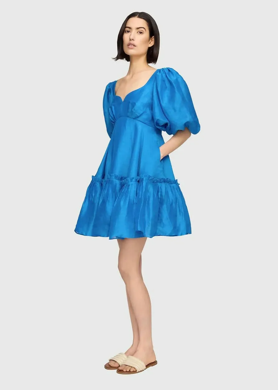 Leo Lin Electric Silk Linen Mini Dress