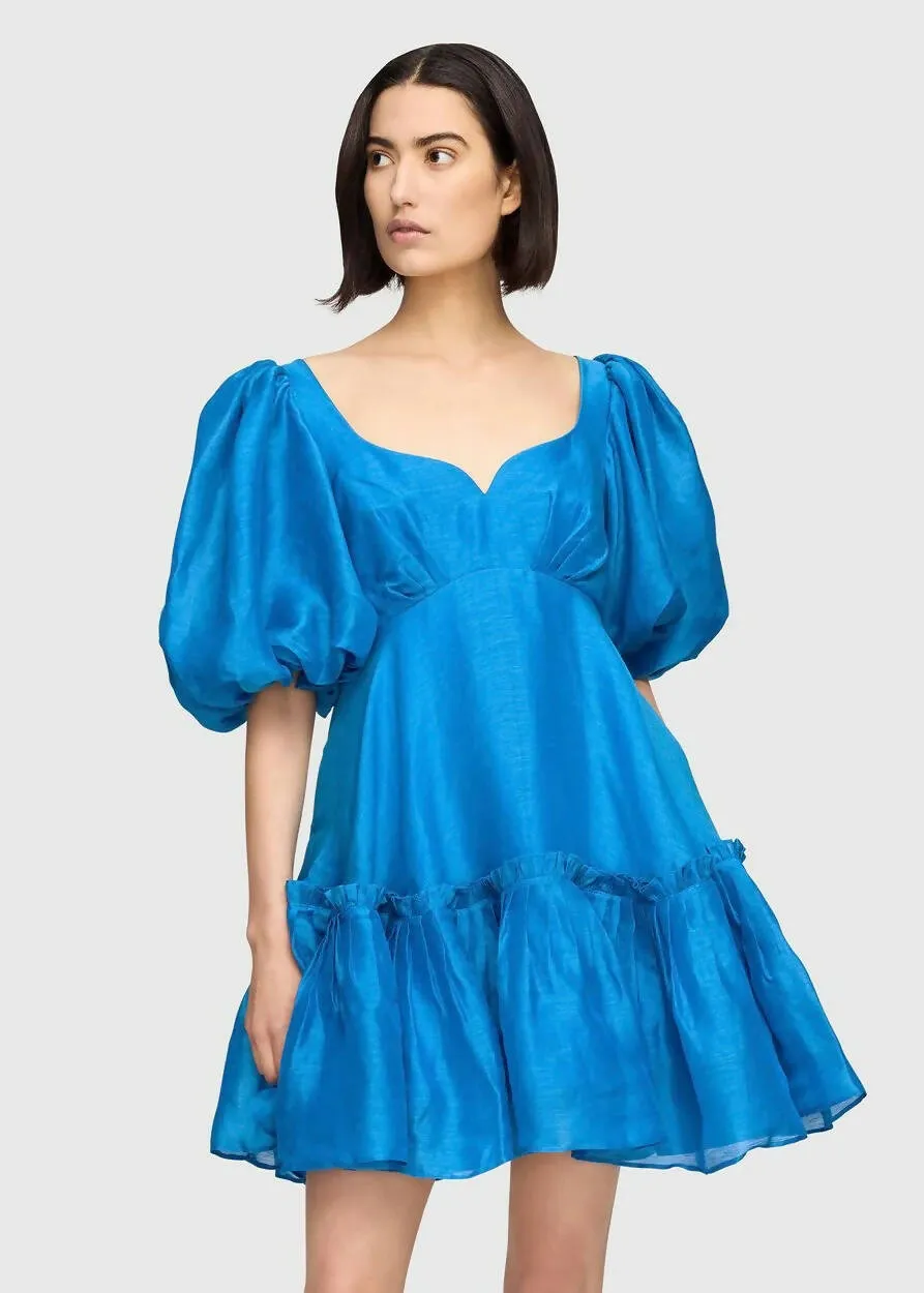 Leo Lin Electric Silk Linen Mini Dress